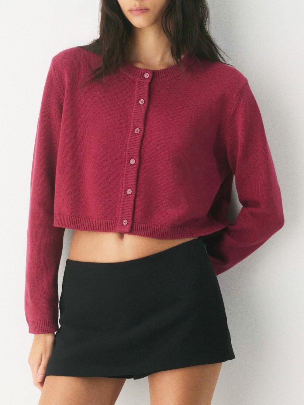 New Aritzia Sicily Cotton Cashmere Cropped Cardigan Juicy Rose Small